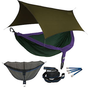 ENO DoubleNest OneLink Sleep System -Purple/Forest Hammock w/ Olive Profly