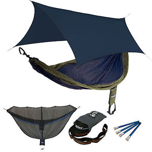 ENO OneLink SingleNest Camping Hammock ProFly Straps Sleep System Navy/Olive