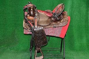 Horse Western Barrel Show Pleasure LEATHER SADDLE Bridle  50214