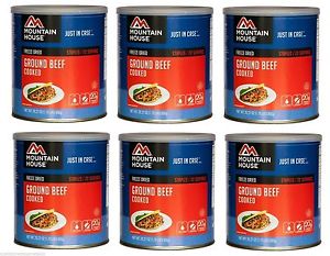 Mountain House Freeze Dried Food GROUND BEEF - Set of 6 Cans - New!