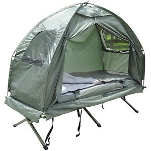 Compact Portable Pop-Up Tent/Camping Cot with Air Mattress & Sleeping Bag