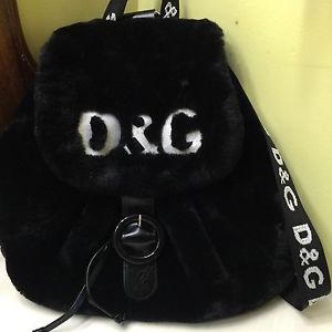 Dolce & Gabbana faux fur black vintage 90's backpack Rare!  100 0ff today only