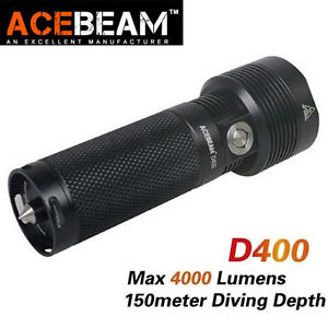 ACEBeam D400 Cree XHP70 LED 4000lm 150m Diving Scuba Underwater Flashlight