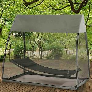 Hammock Grey Heavy Duty Steel Nylon Tent Enclosure Keeps Out Insects Debris NEW