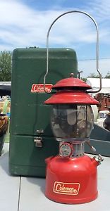 Vintage Coleman Lantern In Original Green Metal Case