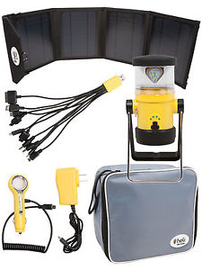 Heli 4400 Ultimate Kit: Portable LED Power Lantern w/USB 14W Solar Panel Yellow