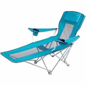 Ozark Trail Reclining Armchair Teal Blue Folds Easily With Built In Phone Holder