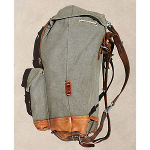 4349 Swiss Vintage 1959 Salt and Pepper Leather and Canvas Rucksack Backpack