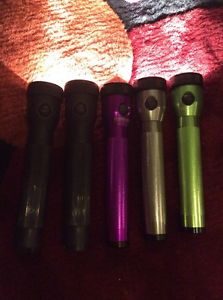 5 Total  Streamlight Flashlights Purple  Like Green  Silver 2 Poly Stinger