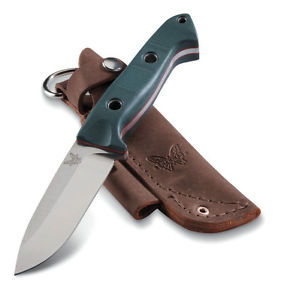 BENCHMADE 162 Sibert S30V G10 Bushcraft Fahrtenmesser mit Hirsch-Lederscheide