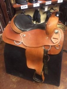 Basketweave Light Oil Western Trail Saddle - 16" Semi QH Bars -Gently Used