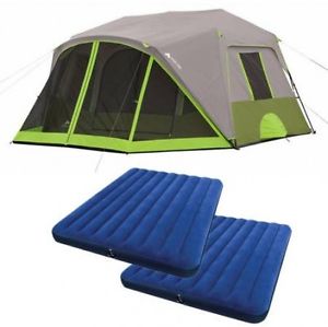 Ozark Trail 9 Person Instant Cabin Tent With 2 Bonus Queen Airbeds Value Bundle