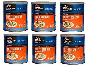 Mountain House Freeze Dried Food BEEF STROGANOFF set of 6 Cans - New!