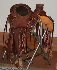 Jays 16" Lite Lady Wade Ranch Saddle Tooled Hermann Oak & Roughout FQH