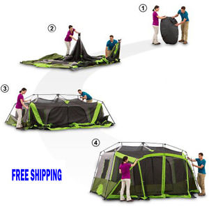 9-Person Instant Cabin Tent 2 Room Ozark Trail Camping Outdoor Shelter Tent New