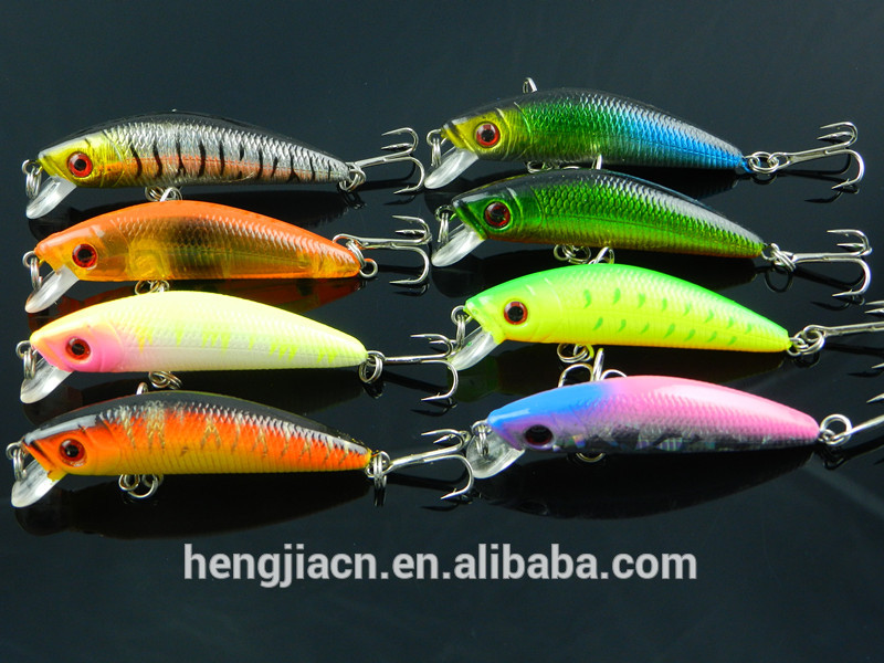 Minnow 70mm 2 hooks 7CM 8.1G Fishing hard bait Lures fishing tackle,hook lures Japan hooks free shipping