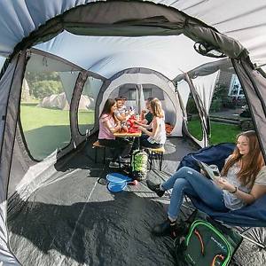 skandika Korgen 4 Man Family Tunnel Tent Sun Canopy Sewn-in Floor Grey New