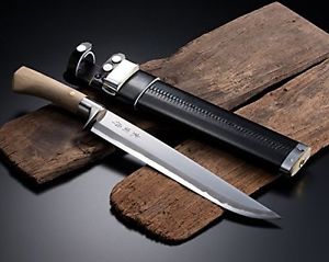 Hunting Knife 270mm (10.6inch) Aogami Steel with Leather Case Japan Outdoor tool