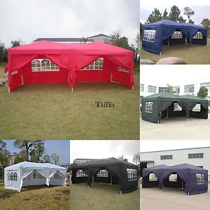 3M X 6M Poliestere Metallo Gazebo Campeggio Tenda Pieghevole Esterni Pop Up