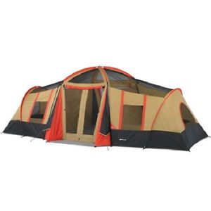 Ozark Trail 10 Person 3 Room Camping Vacation Tent Dome Cabin w Built-In Mud Mat