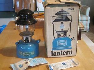 Vintage 1970 Sears Camping Lantern Single Mantle Blue Coleman Lantern