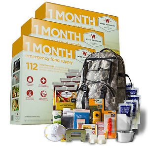 Emergency Food Survival Gear Kit Backpack 3 Month Supply First Aid 1 Person