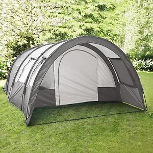 TENDA CAMPEGGIO 4PERSONE 260X150X410 CM ZANZARIERA TENDA TREKKING 2000MM GRIGIO