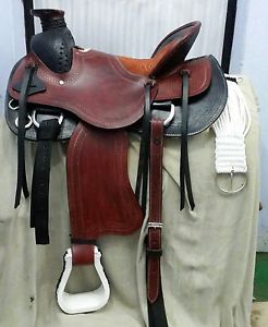 NEW LATEST WESTERN ECO LEATHER SHOW SADDLE 16'' WITH GIRTH AND ACESSORIES