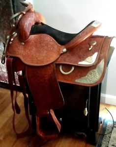 Circle Y Western Equitation ShowSaddle 15.5 w/Headstall Girth & Big D Saddle bag