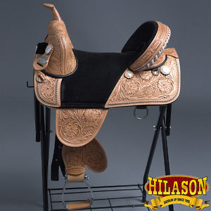 TW101TK-F HILASON TREELESS WESTERN TRAIL BARREL RACING LEATHER HORSE SADDLE 17"