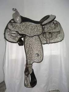 NEW LATEST WESTERN LEATHER SHOW SADDLE 16'' WITH TACK SET