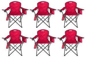 6-Pack Coleman Cooler Quad Chairs With Built-In Cooler, Red