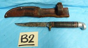 VTG WESTERN FIXED BLADE 7.5" LONG HUNT KNIFE & LEATHER SHEATH BOULDER CO B13-B2