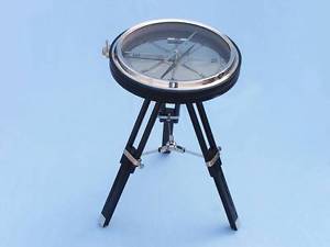 Decorative Chrome with Black Stand Compass Table 23"