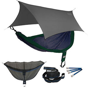 ENO SingleNest OneLink Sleep System - Navy/Forest Hammock w/ Grey Profly