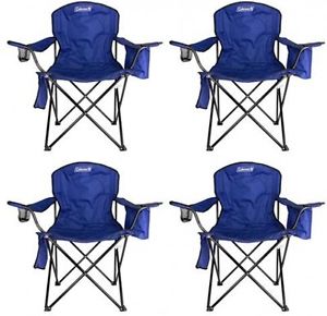 4-Pack Coleman Cooler Quad Chairs With Built-In Cooler, Blue