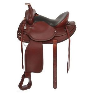 Tough-1 Saddle Western King Series Draft Tooled Padded 17 1/2" Brown KS787