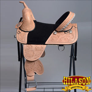 CLASSIC SERIES HILASON TREELESS WESTERN TRAIL BARREL RACING LEATHER SADDLE 16"