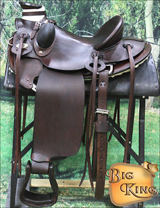 WD085DB-F HILASON BIG KING WESTERN WADE RANCH ROPING COWBOY TRAIL SADDLE 15"