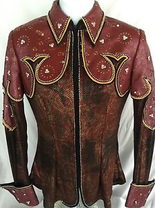 Women's Showmanship Equestrian Horsemanship Jacket Shirt Leather Bling Custom