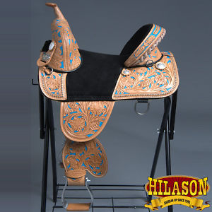 CLASSIC SERIES HILASON TREELESS WESTERN TRAIL BARREL RACING LEATHER SADDLE 14"