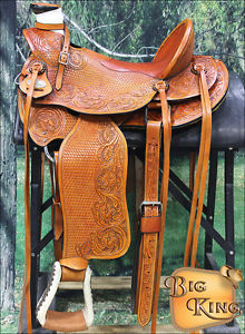 WD076BG-F HILASON BIG KING HIGH BACK WESTERN WADE RANCH ROPING COWBOY SADDLE 15"