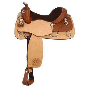 Tough-1 Saddle Western Royal King Jasper Basket Weave 16.5 Med Tan RK1996S