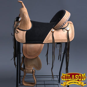 CLASSIC SERIES HILASON TREELESS WESTERN TRAIL BARREL RACING LEATHER SADDLE 16"