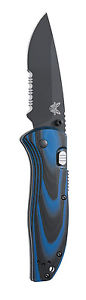 Benchmade 665SBK ComboEdge Black Coated Blade/ Blue and Black G10 Handles