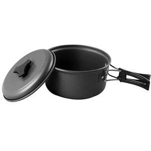 10X(Portable Outdoor Anodised Aluminum Cookware Cooking Set Camping Cooker Pot)