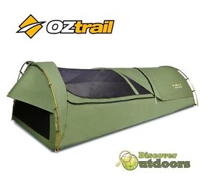 NEW Oztrail MITCHELL KING SINGLE Canvas SWAG - Camping Tent TRAVEL HUNTING