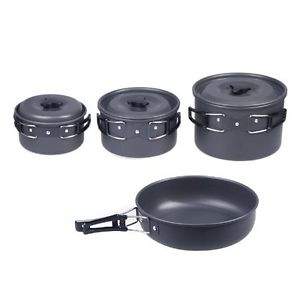 5X(sunfield Outdoor Cooking Set Camping Pan Pot Kit Cookware Utensils S*