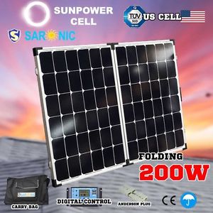 200W Folding Solar Panel Kit Caravan Camping Power 12V Mono Charging Battery ...