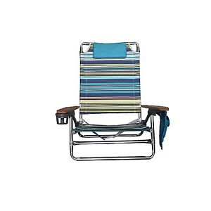 Aluminum Steel Oversize Reclining Beach Chair Lightweight 5 Position Folding